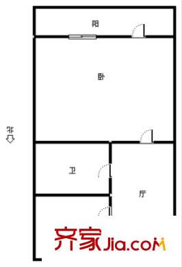 中山門北里戶型圖戶型圖 1室1廳1衛(wèi)1廚