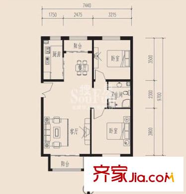 龍悅新居 2室 戶型圖