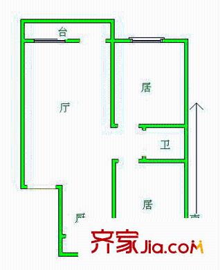 瑞德里戶型圖戶型圖 2室1廳1衛(wèi)1廚
