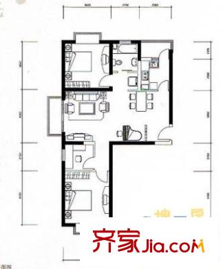 伊頓玫瑰公寓戶型圖G戶型圖 3室2廳1衛(wèi)
