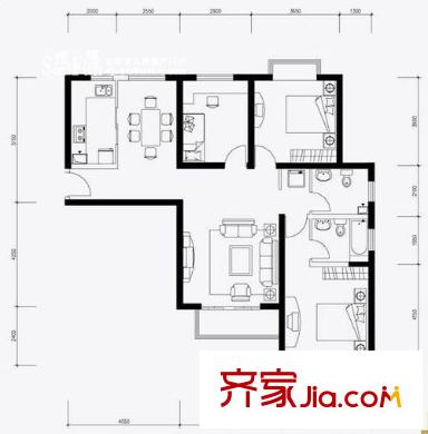 伊頓玫瑰公寓戶型圖H戶型 3室2廳2衛(wèi)