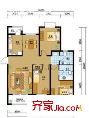 華夏津典漣水園戶型圖戶型圖 3室2廳2衛(wèi)1廚