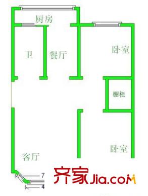 建科樓 2室 戶型圖