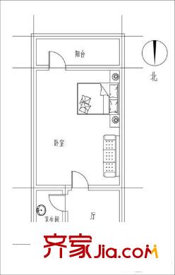 育賢里 1室 戶型圖