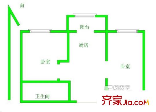 育賢里戶型圖戶型圖 2室1廳1衛(wèi)1廚