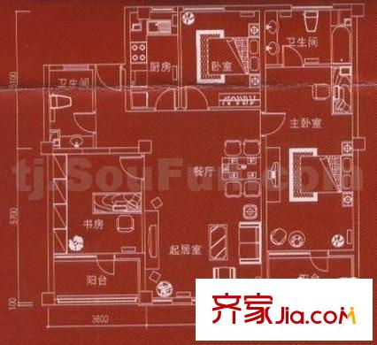 華夏津典漣水園戶型圖戶型圖 3室2廳2衛(wèi)1廚