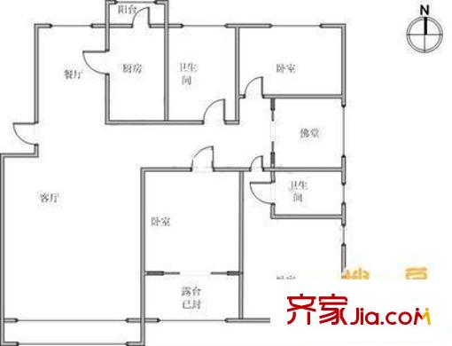 彩虹花園戶型圖戶型圖 4室2廳2衛(wèi)1廚