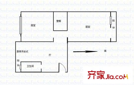 南江西里戶型圖戶型圖 2室1廳1衛(wèi)1廚