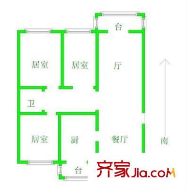 博泰名居戶型圖戶型圖 3室2廳1衛(wèi)1廚
