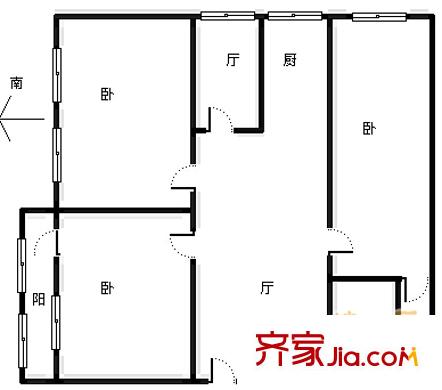 華寧南里戶型圖戶型圖 3室1廳1衛(wèi)1廚