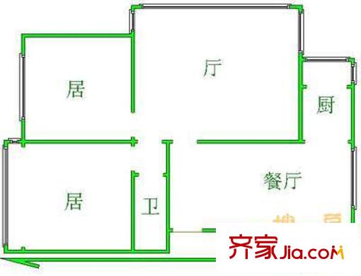 友誼花園戶型圖戶型圖 2室2廳1衛(wèi)1廚