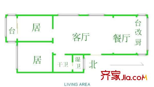 友誼花園戶型圖戶型圖 2室2廳1衛(wèi)1廚