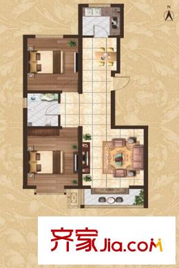 大悅福園標(biāo)準(zhǔn)層B戶型 2室2廳1衛(wèi)1廚