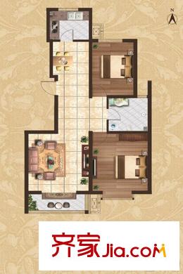 大悅福園標(biāo)準(zhǔn)層B1反戶型 2室2廳1衛(wèi)1廚