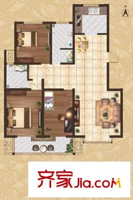 大悅福園標(biāo)準(zhǔn)層E戶型 3室2廳2衛(wèi)1廚