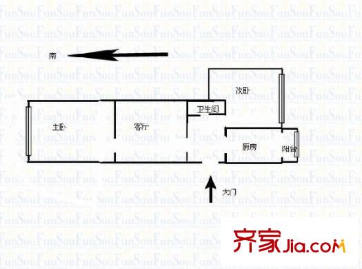 川南里戶型圖戶型圖 2室1廳1衛(wèi)1廚