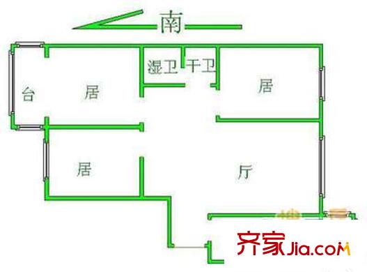 鳳城樓戶型圖戶型圖 3室1廳1衛(wèi)1廚