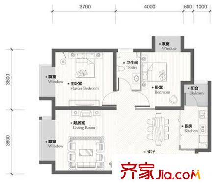 科海里戶(hù)型圖戶(hù)型圖 2室1廳1衛(wèi)1廚