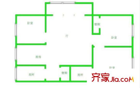 博德花園戶型圖戶型圖 3室1廳2衛(wèi)1廚