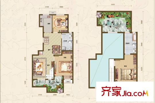 恒泰悅季A躍層戶(hù)型 3室2廳2衛(wèi)1廚