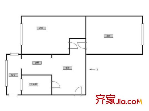 臥龍南里 2室 戶型圖