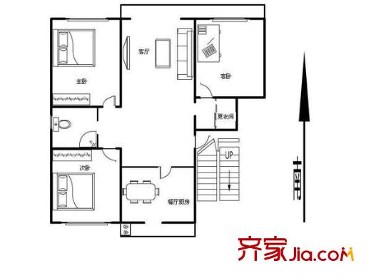 嘉陵南里戶型圖戶型圖 3室1廳1衛(wèi)1廚