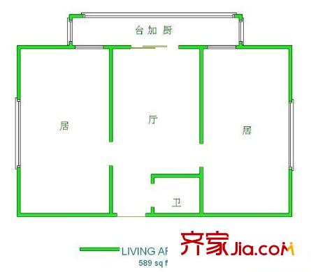 賓水北里戶型圖戶型圖 2室1廳1衛(wèi)1廚