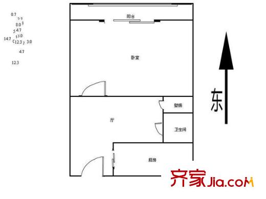 昆石里戶型圖戶型圖 1室1廳1衛(wèi)1廚