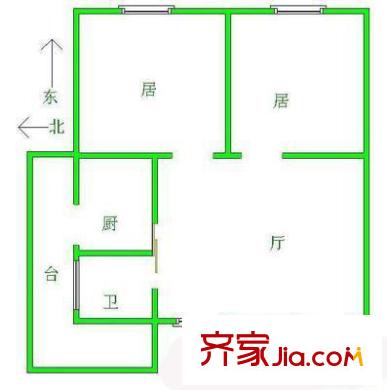 金田公寓戶型圖戶型圖 2室1廳1衛(wèi)1廚
