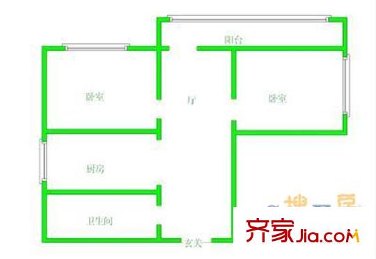 中心北路戶型圖戶型圖 2室1廳1衛(wèi)1廚