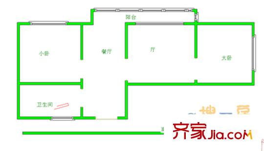 中心北路戶型圖戶型圖 2室1廳1衛(wèi)1廚