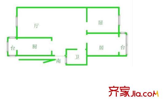 翠溪園戶型圖戶型圖 2室1廳1衛(wèi)1廚