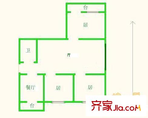 香江花園戶型圖戶型圖 3室2廳1衛(wèi)1廚