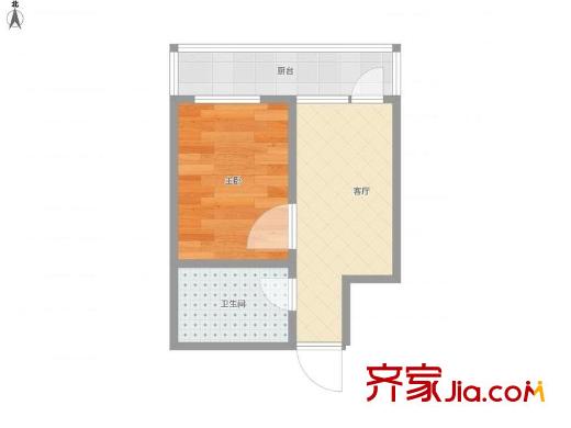 琴江公寓 1室 戶型圖
