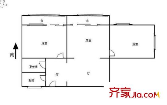 金昆里戶型圖戶型圖 3室2廳1衛(wèi)1廚
