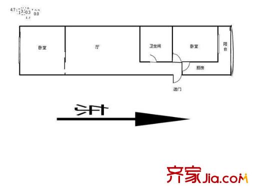 金昆里戶型圖戶型圖 2室1廳1衛(wèi)1廚