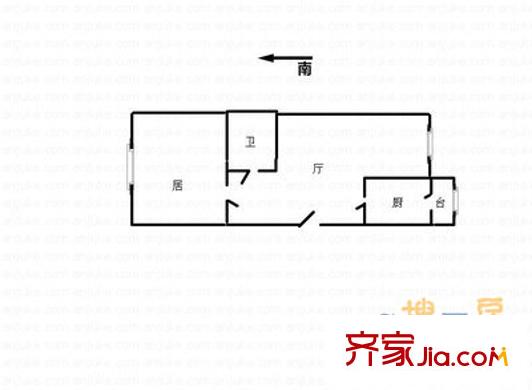 德恩里戶型圖戶型圖  1室1廳1衛(wèi)1廚