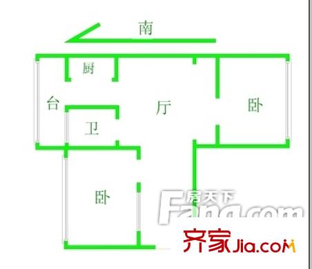 西園西里戶型圖戶型圖 2室1廳1衛(wèi)1廚