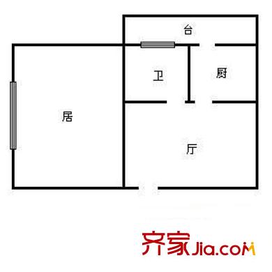 丁字沽十三段戶型圖 戶型圖 1室1廳1衛(wèi)1廚