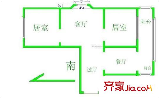 丁字沽十三段戶型圖戶型圖 2室2廳1衛(wèi)1廚