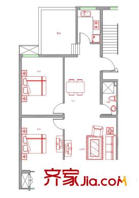 錦繡花園102#樓標準層Ee戶型 3室2廳1衛(wèi)1廚
