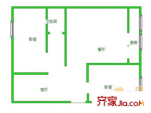 堤北里戶型圖戶型圖 2室1廳1衛(wèi)1廚