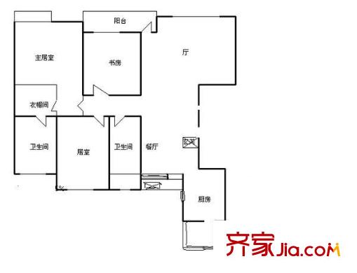 富力津門湖棕櫚花園戶型圖戶型圖 3室2廳1衛(wèi)1廚