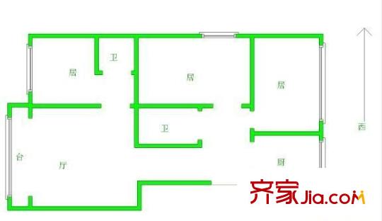 圣德園戶型圖戶型圖 3室2廳2衛(wèi)1廚