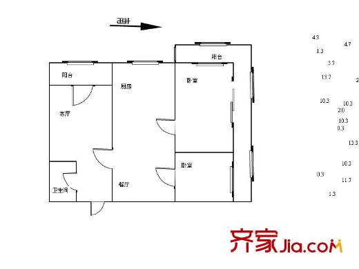 中宇里 2室 戶型圖