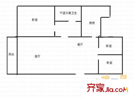 勝景花園戶型圖戶型圖 3室2廳2衛(wèi)1廚