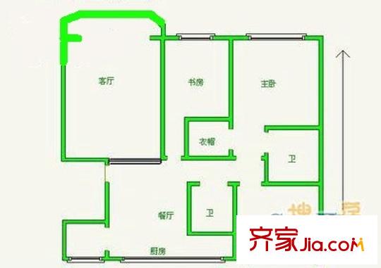 泰達(dá)新天地戶型圖戶型圖 3室2廳2衛(wèi)1廚