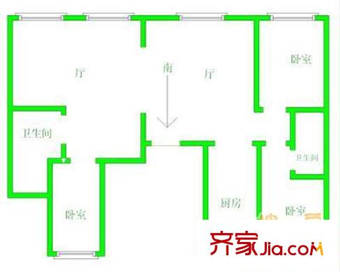美華大廈戶型圖戶型圖 3室2廳2衛(wèi)1廚