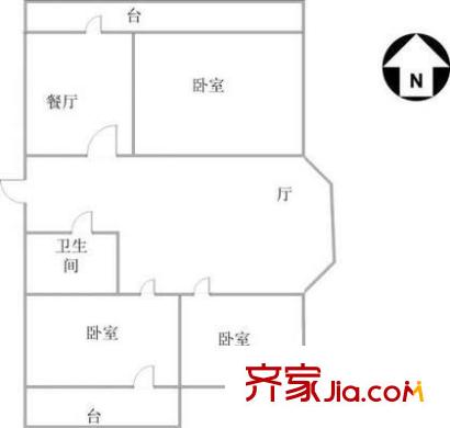 廣豐園戶型圖戶型圖 3室1廳1衛(wèi)1廚