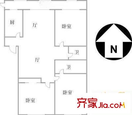 廣豐園戶型圖戶型圖 3室2廳1衛(wèi)1廚